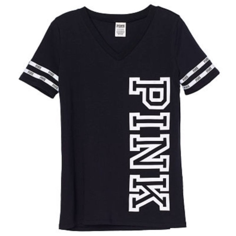 VS PINK Perfect V Neck Tee Size Medium Black. New